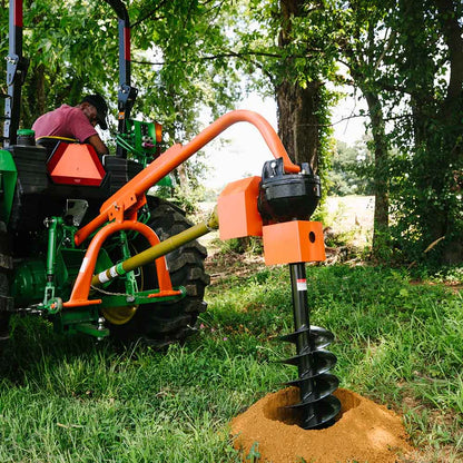 Titan Attachments 3 Point Hitch Post Hole Digger | Standard Series | 6"–12" Auger Options | 24" Dig Depth | 33" Pin-to-Pin Width | 30–60 HP | For Tractors