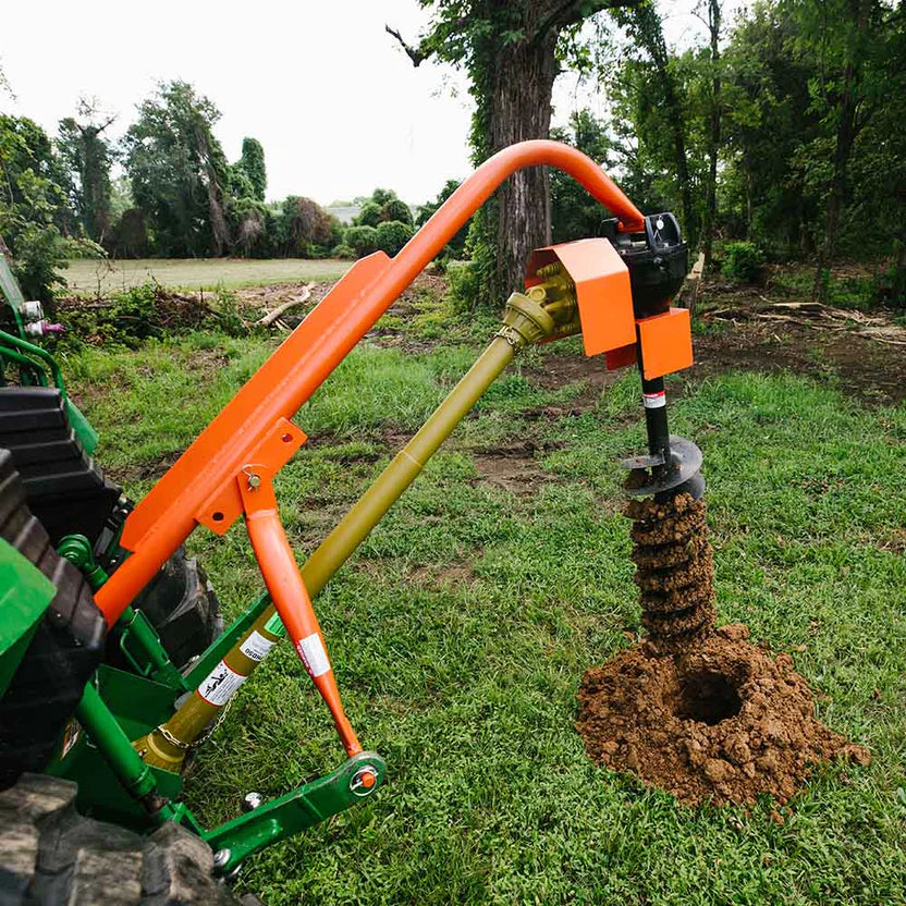 Titan Attachments 3 Point Hitch Post Hole Digger | Standard Series | 6"–12" Auger Options | 24" Dig Depth | 33" Pin-to-Pin Width | 30–60 HP | For Tractors