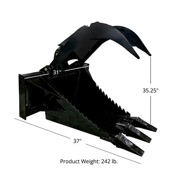 Titan Attachments Stump Bucket Grapple | Overall Width 31" Inches | Hydraulic Flow 11-20 GPM | For Mini Skid Steer