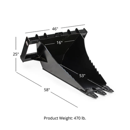 Titan Attachments Stump Bucket | Extreme HD | 0.5" Serrated Edge | 46" Width | Oil Flow Range 10–25 GPM | For Skid Steers
