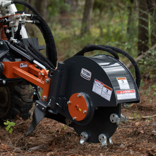 Titan Attachments Stump Grinder V2 | 16 Number of Cutting Teeth | For Skid Steer