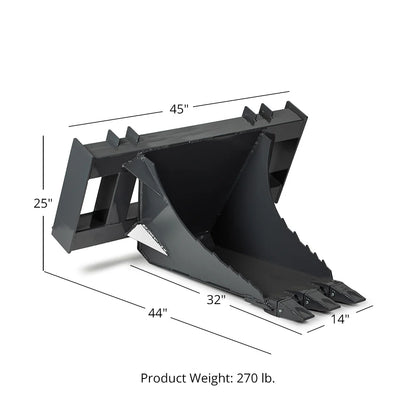 Titan Attachments Stump Bucket | Serrated 0.5" Blade | 45" Width | Oil Flow Range 12–22 GPM | For Skid Steer Loaders