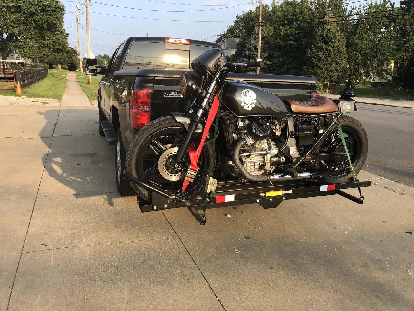 Black Widow Heavy Duty Motorcycle Carrier | Model MCC-600 | Track Size 79" x 7.75" | Capacity 600 lb | For Class III & IV Hitches