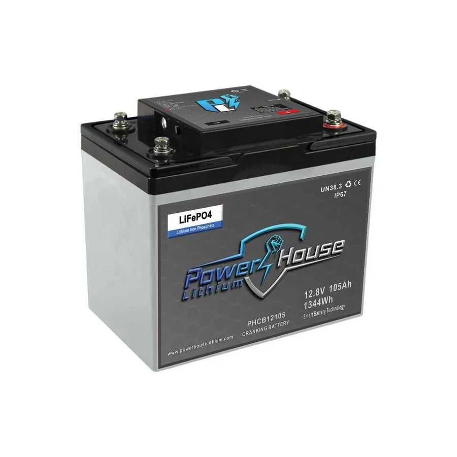 PowerHouse Lithium 12V 105Ah Dual-Purpose Cranking Battery | Model PHCB12105 | 1200 CCA