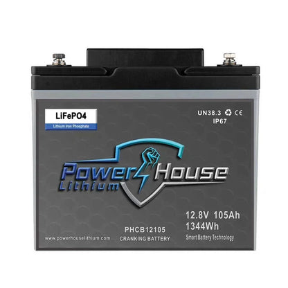 PowerHouse Lithium 12V 105Ah Dual-Purpose Cranking Battery | Model PHCB12105 | 1200 CCA