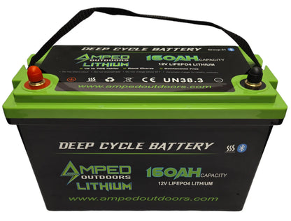 Amped Outdoors Lithium Battery (LiFePO4) | Nominal Voltage 12.8V | Nominal Capacity 160AH | IP67 Waterproof