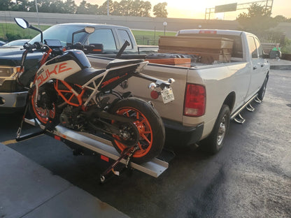 Black Widow Heavy Duty Motorcycle Carrier | Model MCC-600 | Track Size 79" x 7.75" | Capacity 600 lb | For Class III & IV Hitches