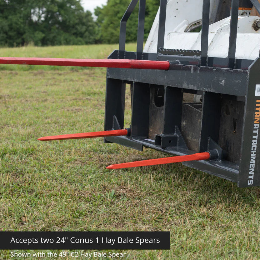 Titan Attachments Class 3 Hay Frame | 7,500 lb Rated | 32″–49″ C2 Main Spear + Dual 24″ Stabilizers | 45–100 HP  | For Tractors