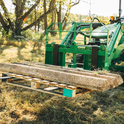 Titan Attachments Pro Series Pallet Fork Frame | 6,000 lb Frame | 36″–60″ Class II Blades | Hay Spear Sleeves + 2″ Hitch | 45–90 HP | For Tractors