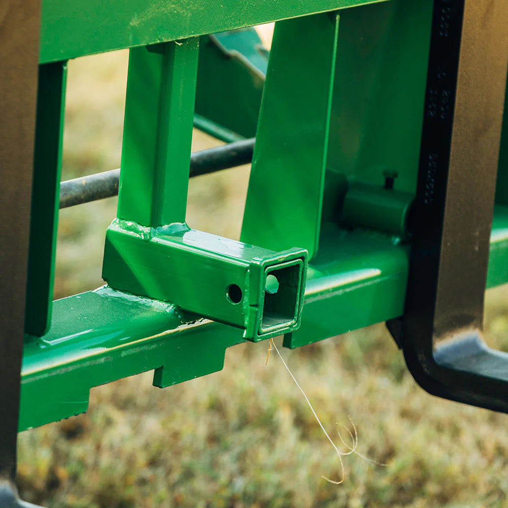 Titan Attachments Pro Series Pallet Fork Frame | 6,000 lb Frame | 36″–60″ Class II Blades | Hay Spear Sleeves + 2″ Hitch | 45–90 HP | For Tractors