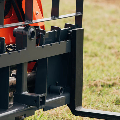 Titan Attachments Pro Series Pallet Fork | 6,000 lb Frame | 36″–60″ Class II Blades | Hay Spear Sleeves + 2″ Hitch | 10–25 GPM | For  Skid Steers