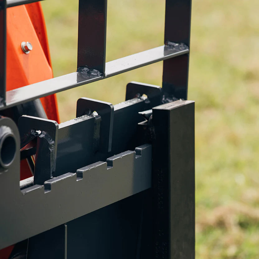 Titan Attachments Pro Series Pallet Fork | 6,000 lb Frame | 36″–60″ Class II Blades | Hay Spear Sleeves + 2″ Hitch | 10–25 GPM | For  Skid Steers