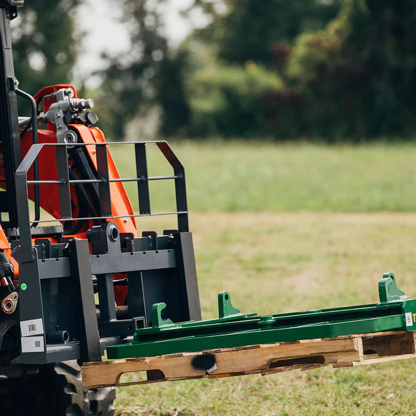 Titan Attachments Pro Series Pallet Fork | 6,000 lb Frame | 36″–60″ Class II Blades | Hay Spear Sleeves + 2″ Hitch | 10–25 GPM | For  Skid Steers
