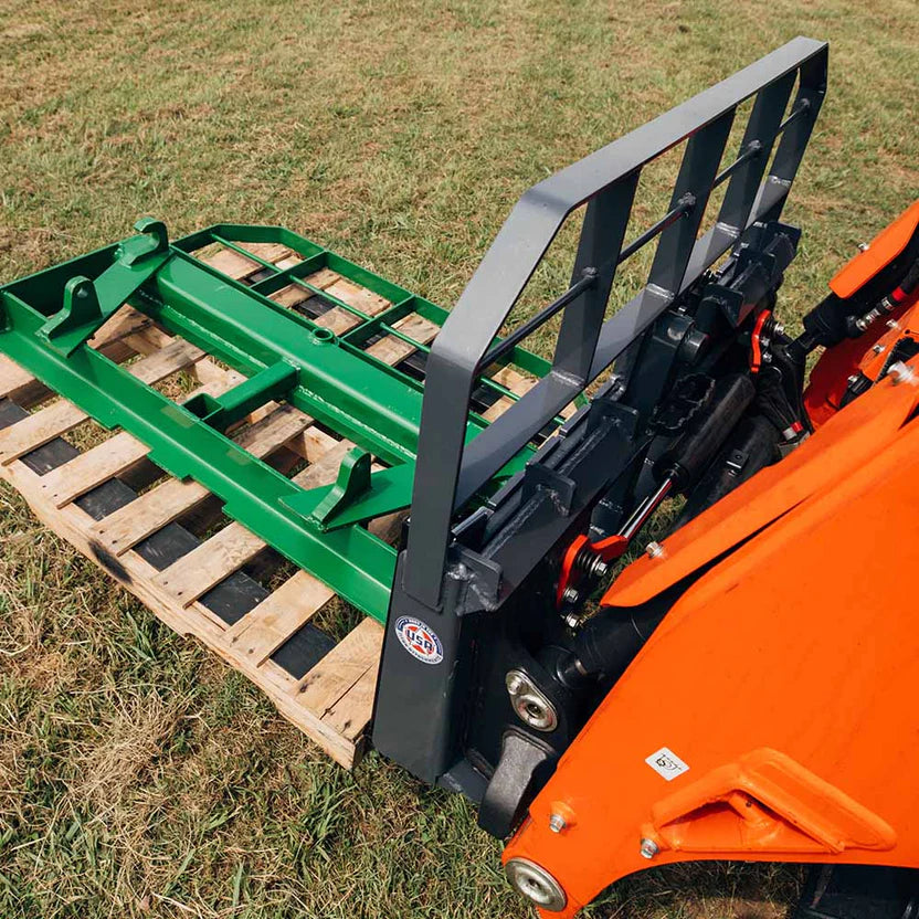 Titan Attachments Pro Series Pallet Fork | 6,000 lb Frame | 36″–60″ Class II Blades | Hay Spear Sleeves + 2″ Hitch | 10–25 GPM | For  Skid Steers