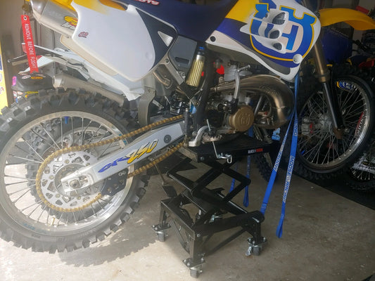 Black Widow Hydraulic Motorcycle Scissor Lift w/Casters | Model BW-SJ-4303 | Platform Size 16" x 14" | Capacity 300 lb | For Dirt Bikes & Lightweight Motorcycles