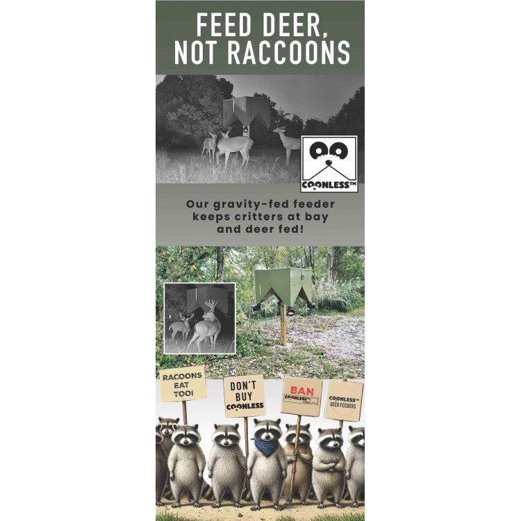 Coonless Feeders | Hunting Fishing Deer Feeder | 1000 Pound Capacity | 1, 6 & 9 Individual feeder Kits Options