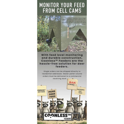 Coonless Feeders | Hunting Fishing Deer Feeder | 1000 Pound Capacity | 1, 6 & 9 Individual feeder Kits Options