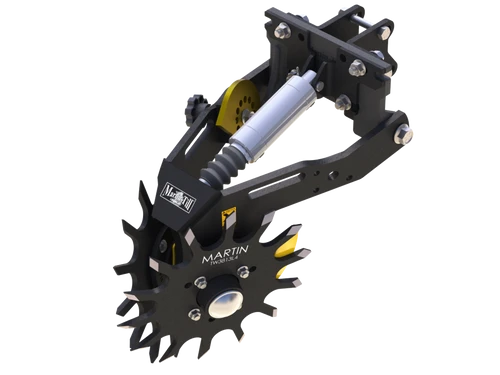 Martin-Till 1345 Floating Row Cleaner | 13" Spike or Razor Wheels | 45° Heavy-Duty Frame | For JD, Kinze, White, Harvest, Case IH 2000