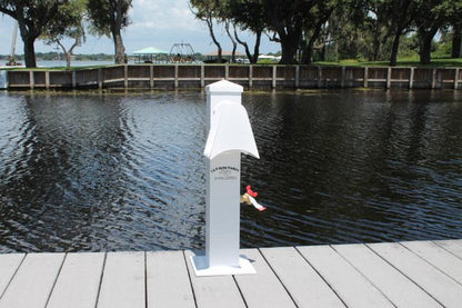 RIO MARINE CUSTOMS | Water Pedestal Stanchion | Model CMPW24-WHT | Height 24" Inches | 8" x 8" Base | Durable Aluminum Design | For Dock