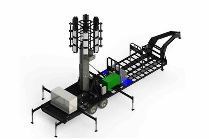 Larson Electronics MegaTower 50' Pneumatic Megatower™ - 21 Foot Trailer - Extends 22-58 Feet - 48V - (16) 480 Watt LED