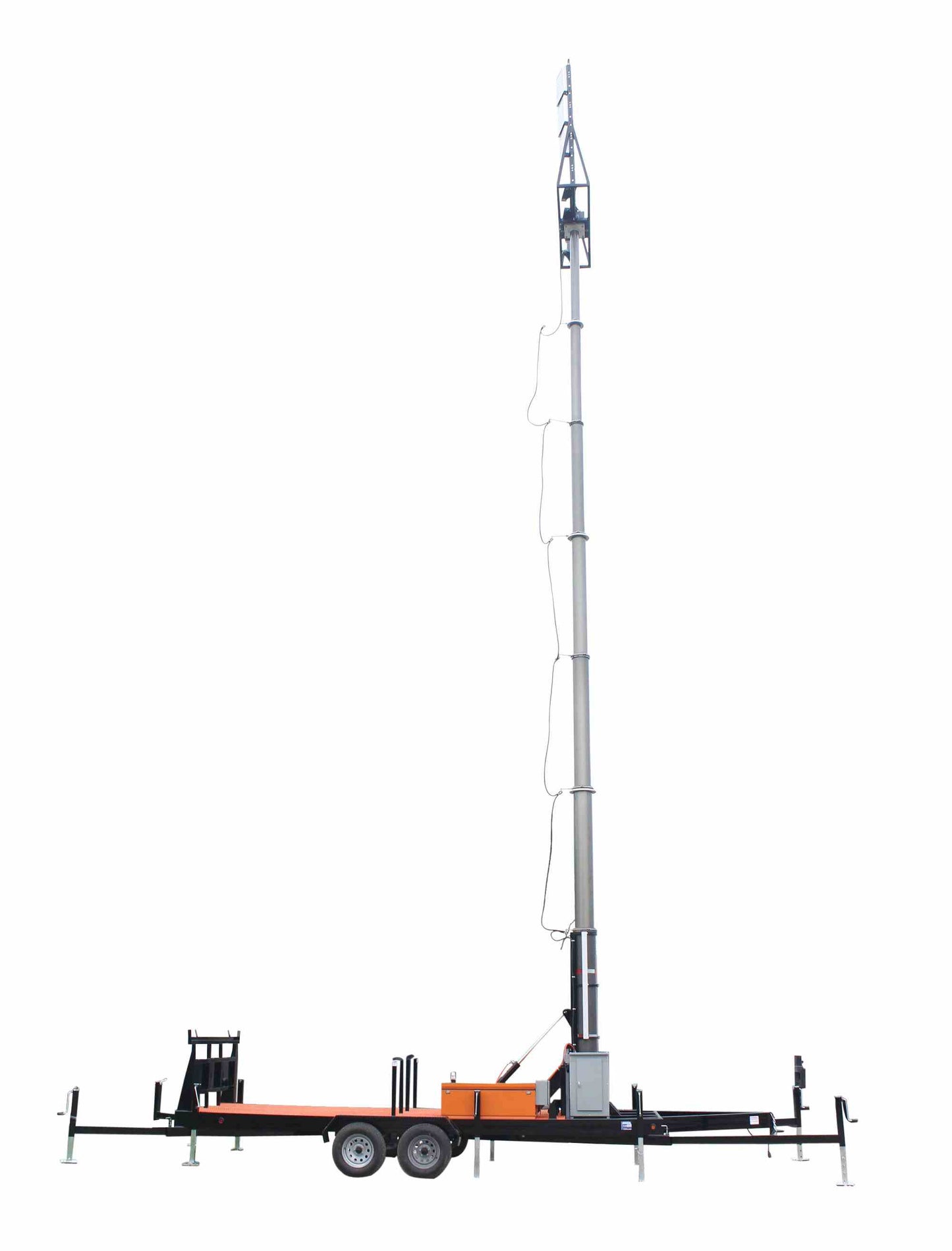 Larson Electronics MegaTower 50' Pneumatic Megatower™ - 21 Foot Trailer - Extends 22-58 Feet - 48V - (16) 480 Watt LED