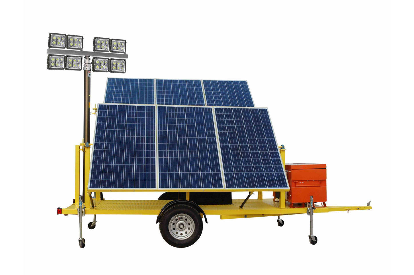 Larson Electronics1.5KW Solar Power Generator w/ Pneumatic Light Tower Mast - (4) LED Lights - 64000 Lumens - 36 Hours