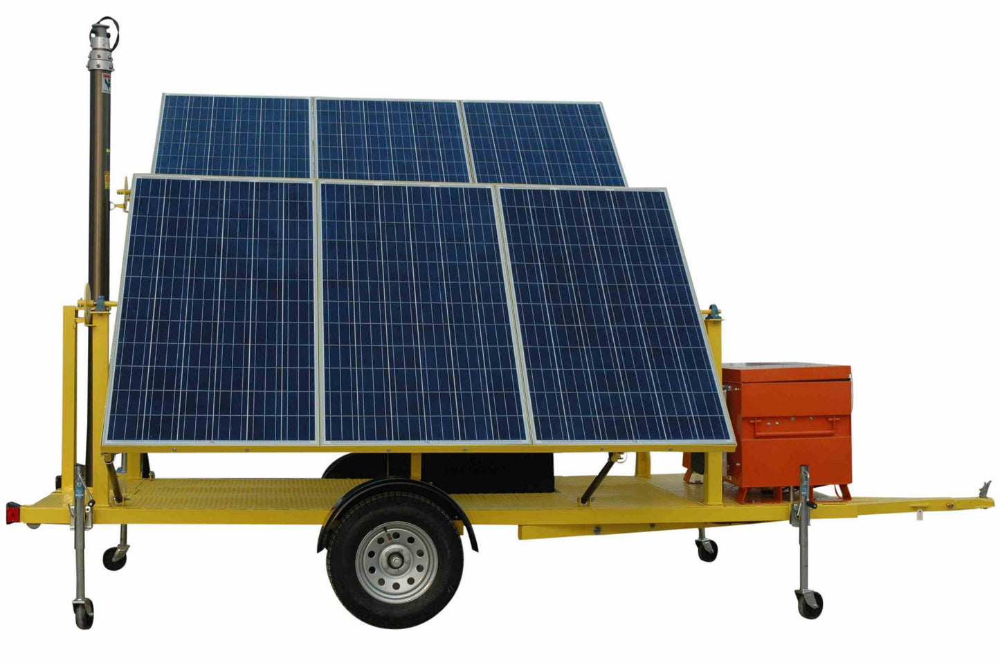 Larson Electronics1.5KW Solar Power Generator w/ Pneumatic Light Tower Mast - (4) LED Lights - 64000 Lumens - 36 Hours