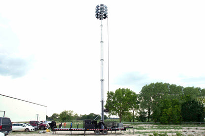 Larson Electronics 77' Hydraulic Megatower™ Light Plant - 33' Trailer - (20) 500W LED Fixtures - 20KW Genset w/ 110 Gal