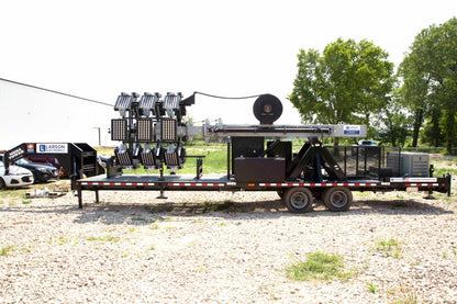 Larson Electronics 77' Hydraulic Megatower™ Light Plant - 33' Trailer - (20) 500W LED Fixtures - 20KW Genset w/ 110 Gal