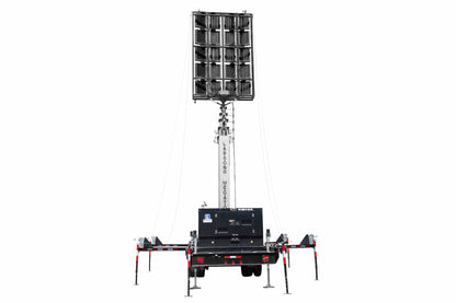 Larson Electronics 112' Hydraulic Megatower™ Light Plant - 33' Trailer - (20) 500W LED Fixtures - 20KW Genset