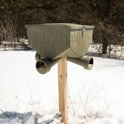 Bank Outdoors Feedbank 150 | Model FB150 | Capacity 150 lb | Gravity-Fed Deer Feeder | For 4-Port Universal 4×4 Mount