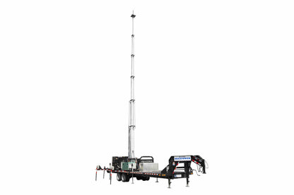 Larson Electronics 112' Hydraulic Megatower™ Mast - 33' Trailer - Red LED Strobe Light, Antenna Mount - Auto Retract