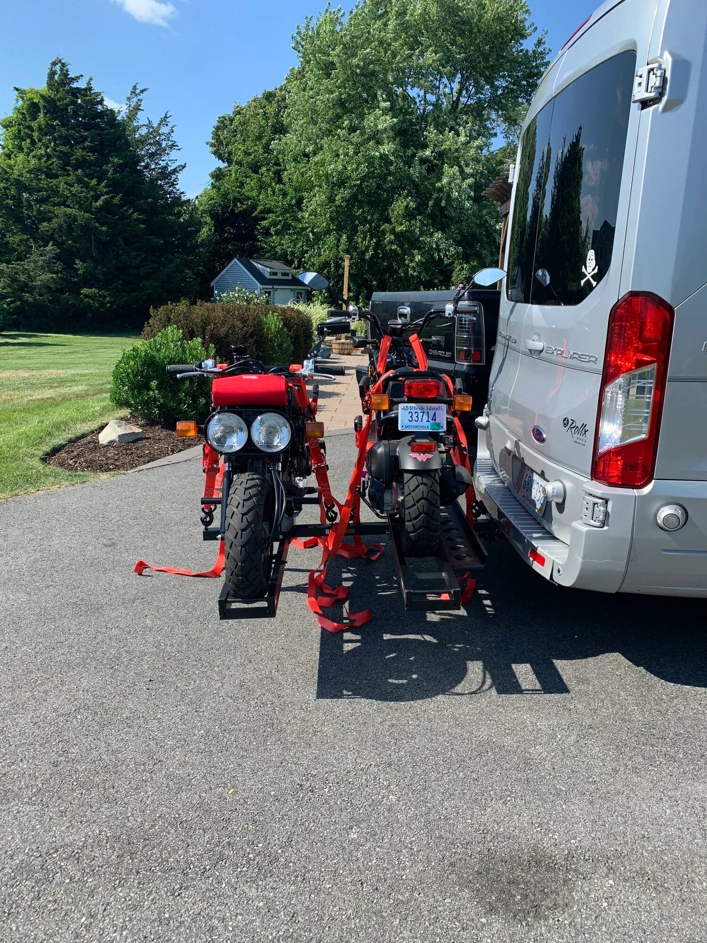 Black Widow Pro Double Dirt Bike Carrier | Model AMC-600-2-PRO | Dual 5.5" Tracks | Capacity 600 lb | For 2" Class III & IV Hitch Vehicles
