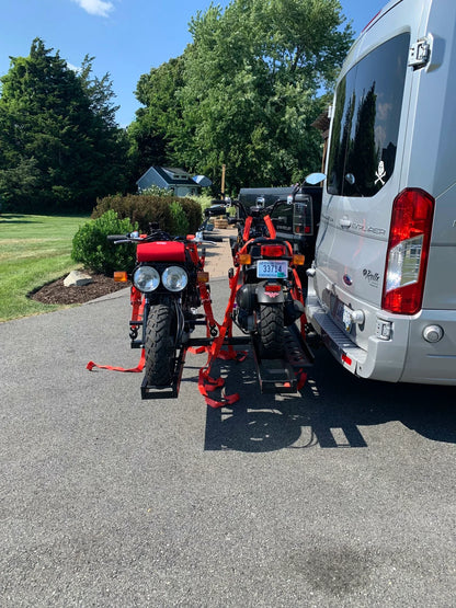 Black Widow Pro Double Dirt Bike Carrier | Model AMC-600-2-PRO | Dual 5.5" Tracks | Capacity 600 lb | For 2" Class III & IV Hitch Vehicles