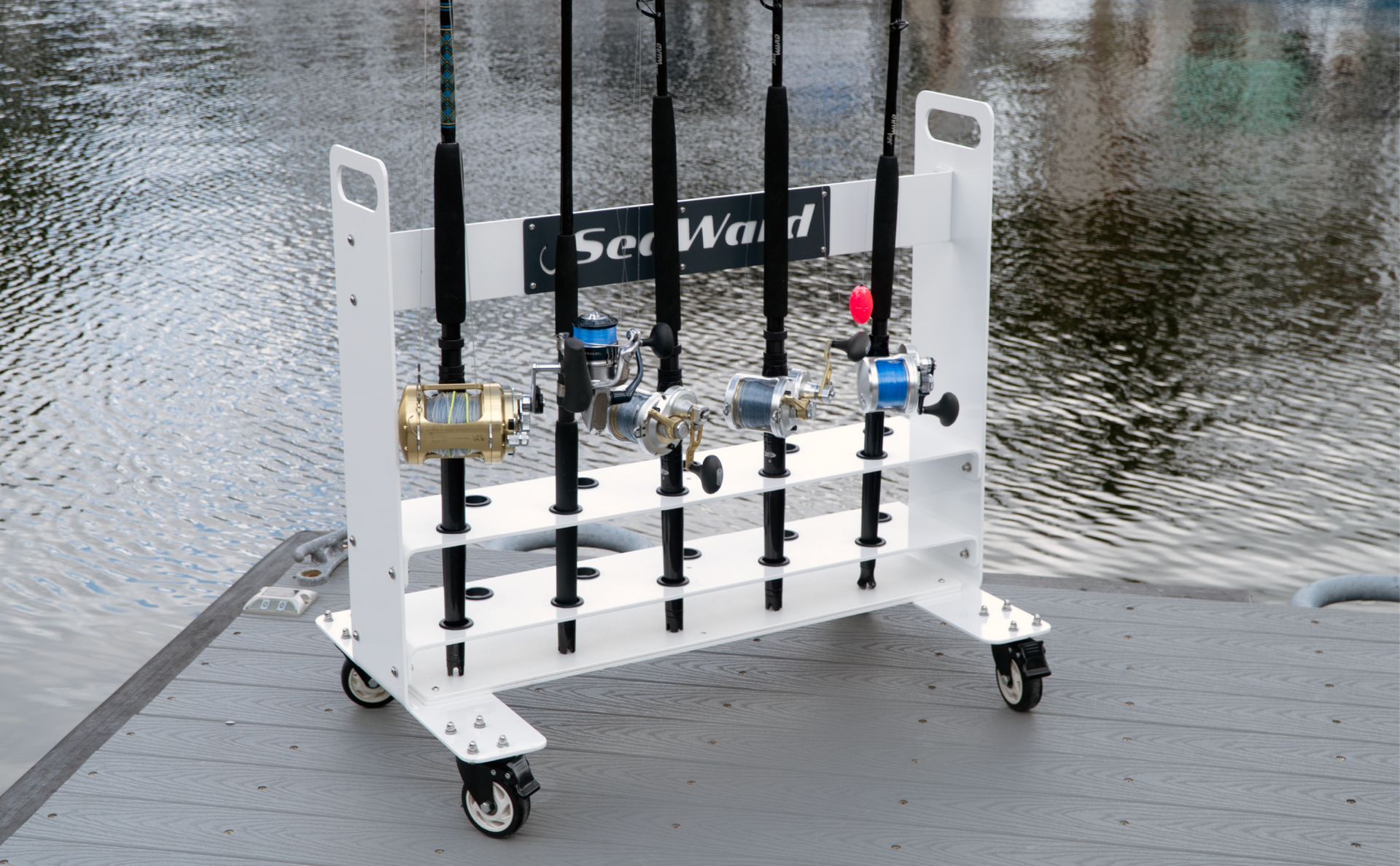 16 fishing rod holder Rush Creek Creations 16-Rod Round for Garage, 360 Access Fishing Pole Holder for Fishing Rods, Reels, and Gear, Securely Holds Rods, Barnwood : Sports & Outdoors allowing quick access to your rods SeaWard The Glide 16 |