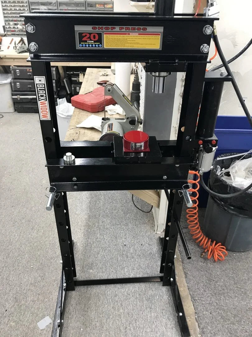 Black Widow 20-Ton Air-Operated Shop Press | Model BD-PRESS-20A | Width 29.5" | 20-Ton Air-Over-Hydraulic | For Home & Professional Auto Shops