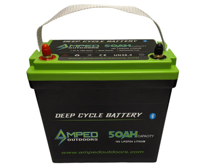 Amped Outdoors LiFePO4 Battery  | Nominal Capacity 50Ah | Nominal Voltage 16V | With On board Charger