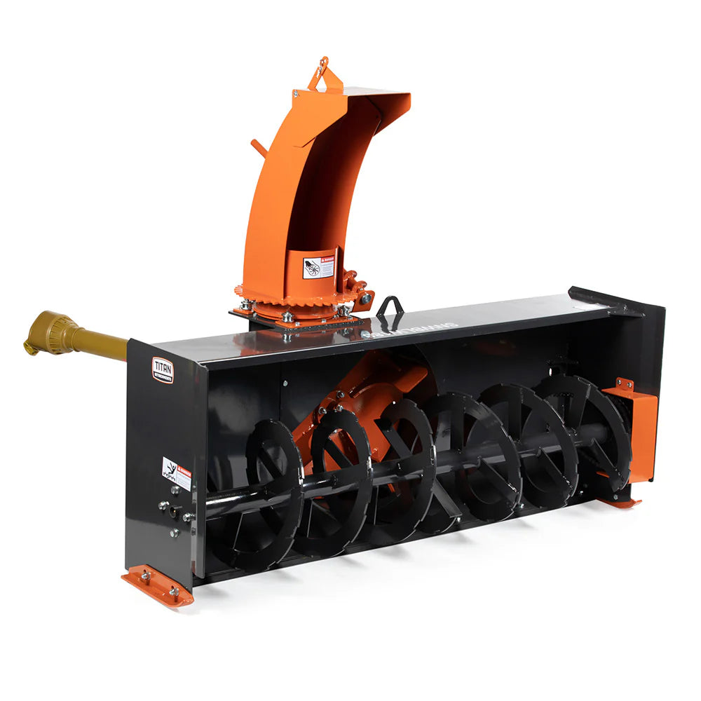 Titan Attachments 3-Point Snow Blower | 4′–6′ Cutting Width | 15.5″–17.5″ Auger | 540 RPM | Horsepower 20–75 HP | For Tractors