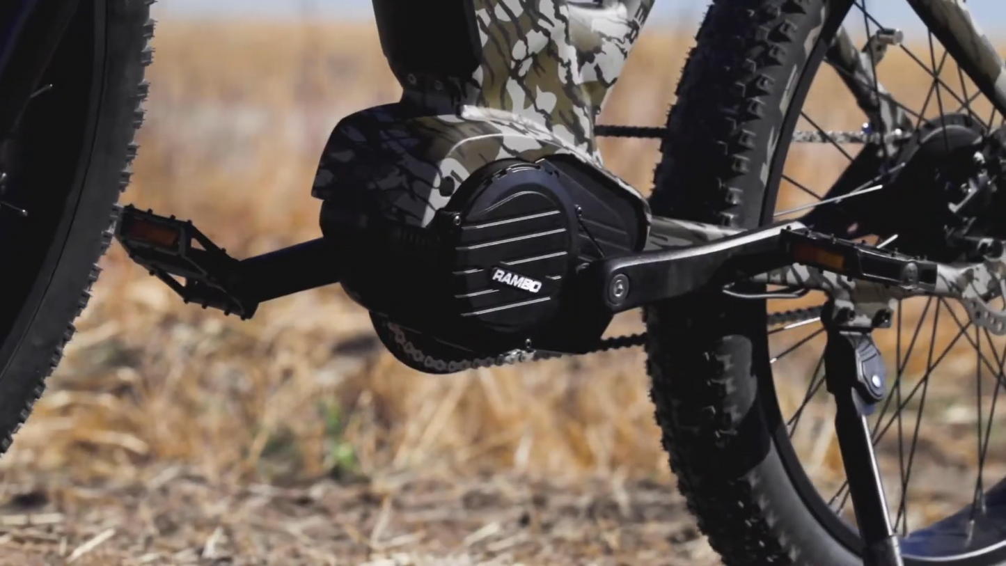 Rambo | E-Bike | Model Bushwacker 2.0 | Width 26" Tires | 1000W Mid-Drive Motor | Up to 118-Mile Range | 48V 15Ah LG Battery