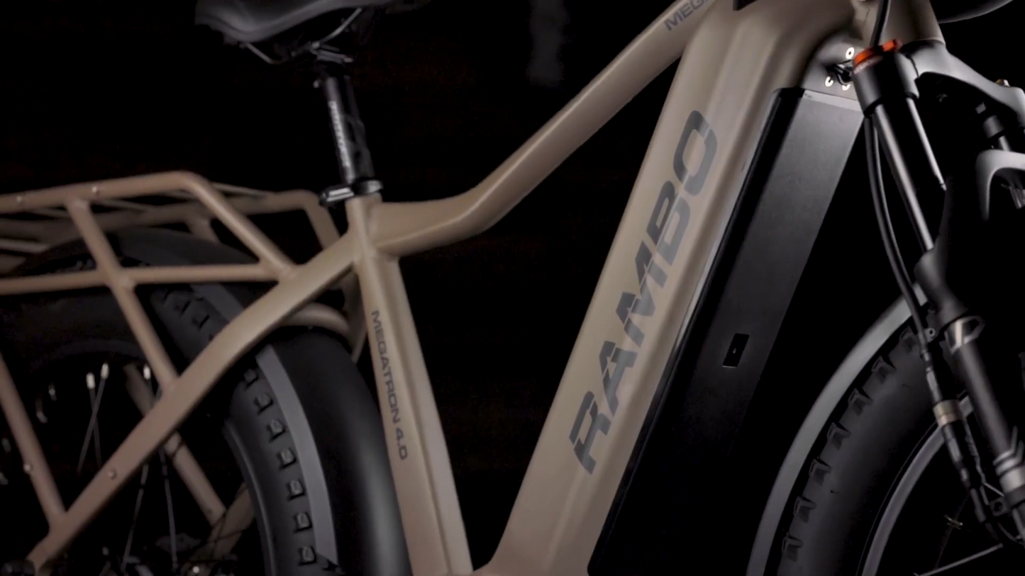 Rambo | E-Bike | Model Megatron 4.0 AWD | Dual 1000W Bafang Hub Motors | 48V 20Ah LG Battery | Up to 110 Miles Range | Speed Up-To 36 MPH