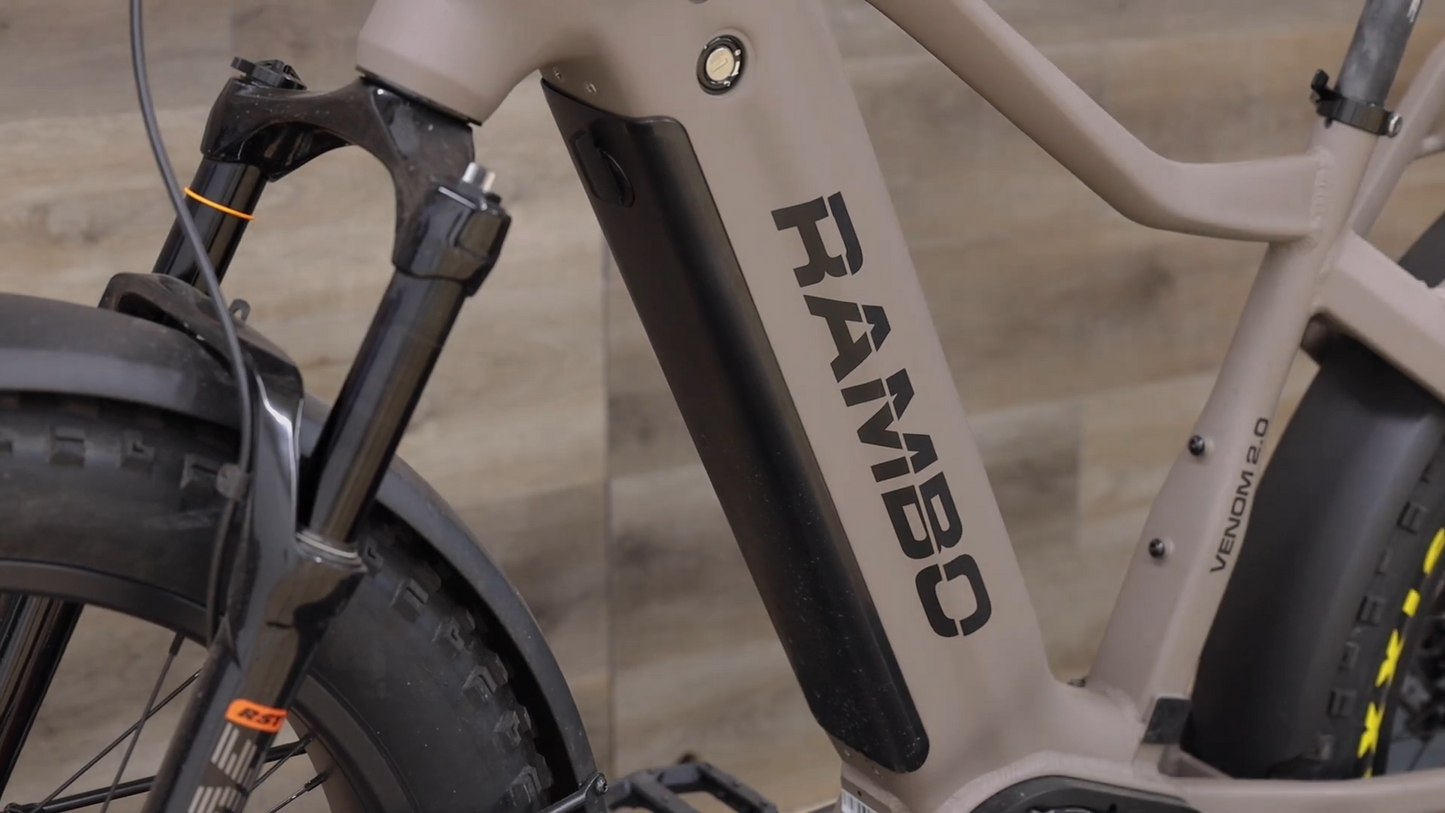 Rambo | E-Bike | Model Venom 2.0 | 1,000W Ultra Drive Mid-Motor | Speed Up-To 32 Mph | Up to 65-Mile Range | 48V 20Ah LG Battery