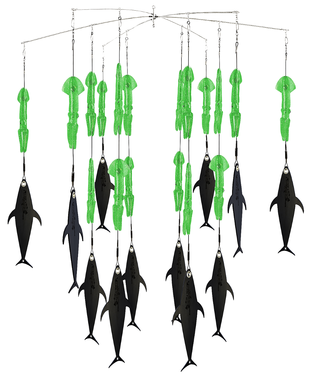 FISH RAZR TACKLE FLAPZ AND SQUID DREDGE 38" BAR (18) 9" SQUID (12) FLAPZ