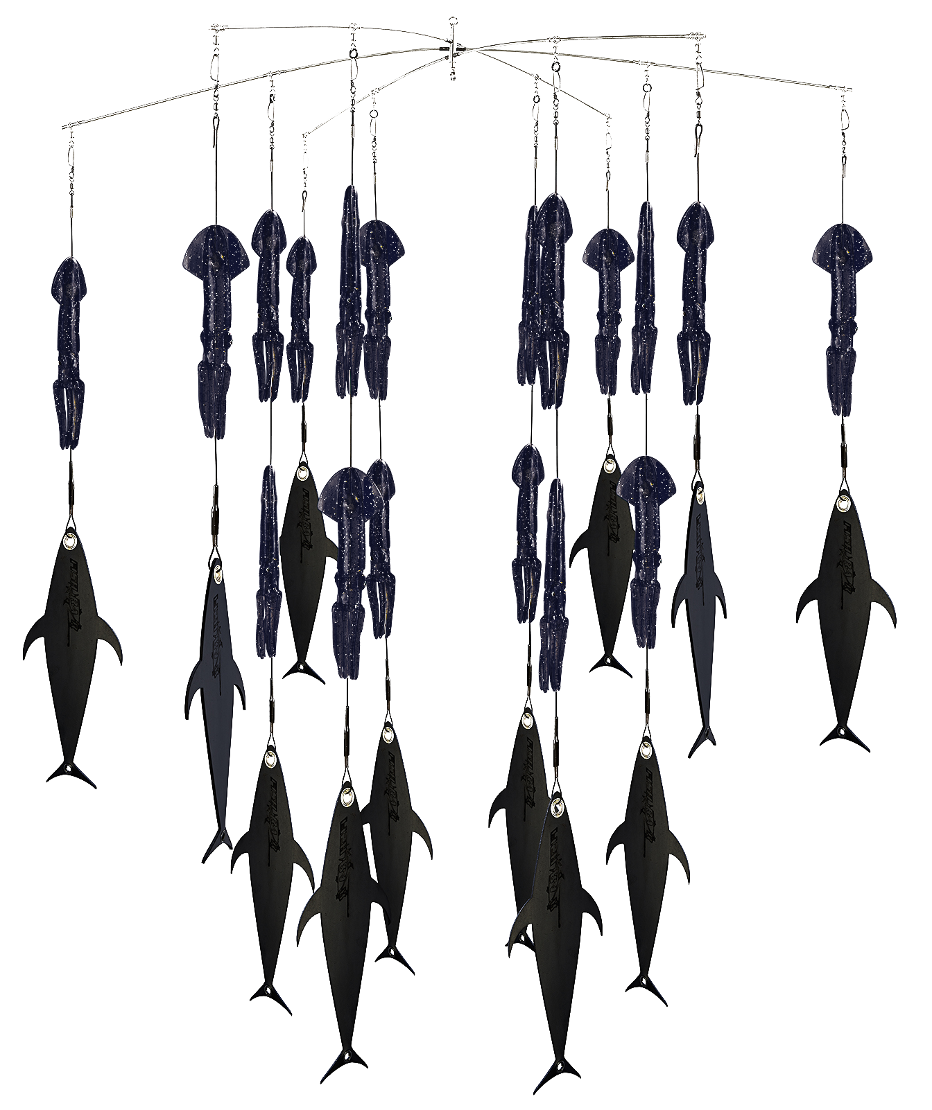 FISH RAZR TACKLE FLAPZ AND SQUID DREDGE 38" BAR (18) 9" SQUID (12) FLAPZ