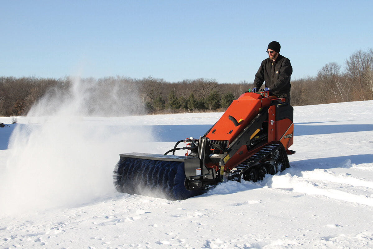Erskine Mini Power Angle Broom | Width 48" To 60" | 7–17 GPM | For Mini Skid Steers & Compact Loaders