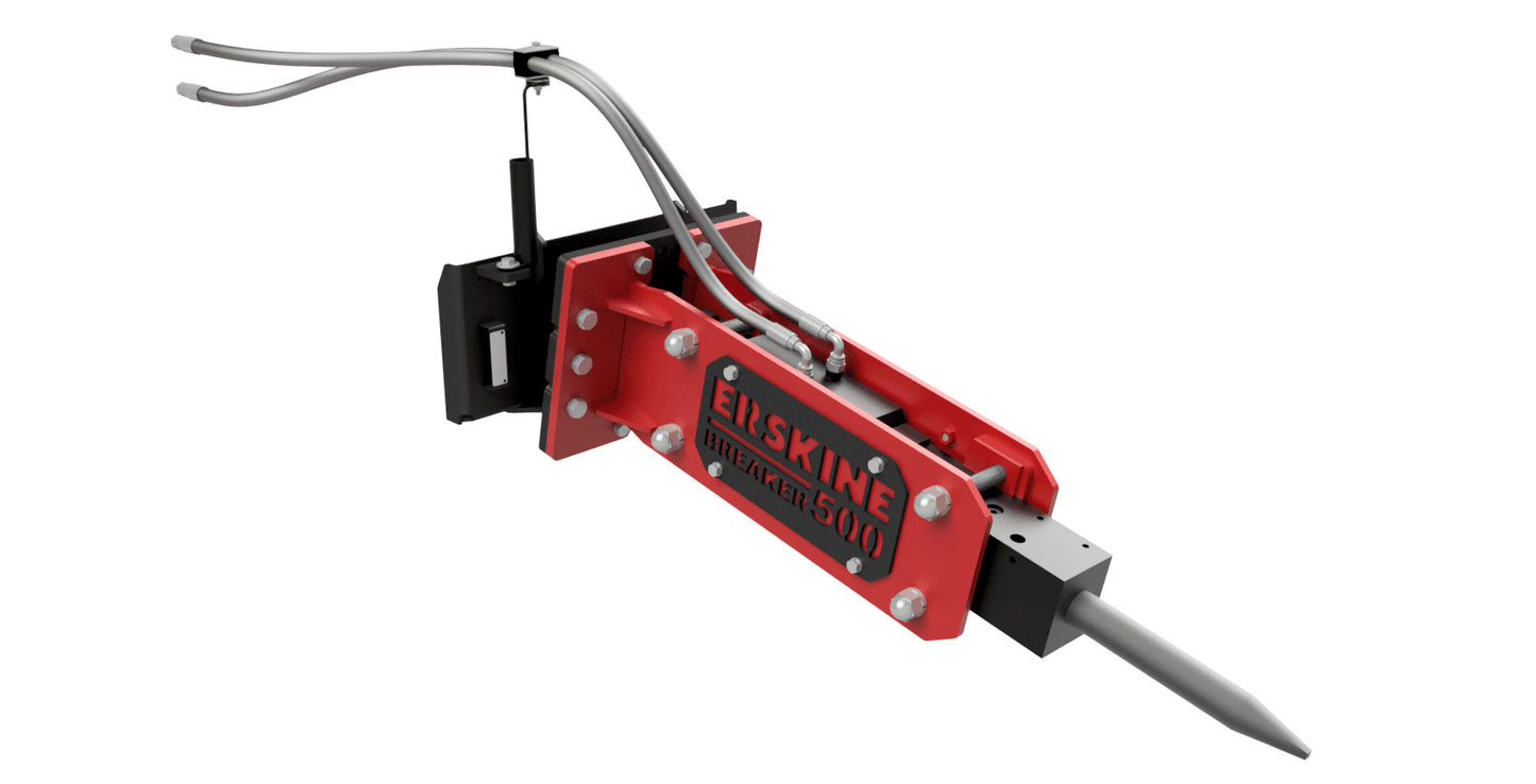 Erskine Mini Hydraulic Breaker | Model 500 | 2.1" Tool Diameter | 7–13 GPM | 5–12 Ton | For Mini Excavators