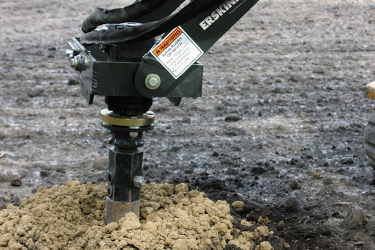 Erskine Mini Earth Auger | Models Mini, 11PD, 14PD & 18PD | Wide 24" To 36" | 6–25 GPM | For Mini Skid Steers & Compact Loaders