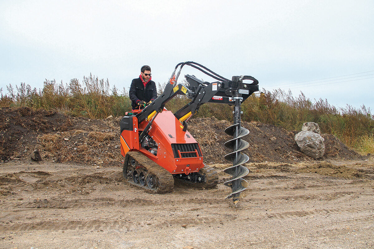 Erskine Mini Earth Auger | Models Mini, 11PD, 14PD & 18PD | Wide 24" To 36" | 6–25 GPM | For Mini Skid Steers & Compact Loaders