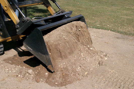 Erskine Mini Low Profile Material Bucket | Width 36" To 48" | 8–30+ GPM | For Mini Skid Steers & Compact Loaders