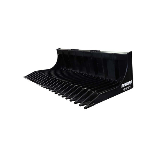 Erskine Skeleton Rock Bucket | Models 60”–84” | Grade 50 Steel | 378–740 lb | 8 To 30+ GPM | For Skid Steers & Loaders