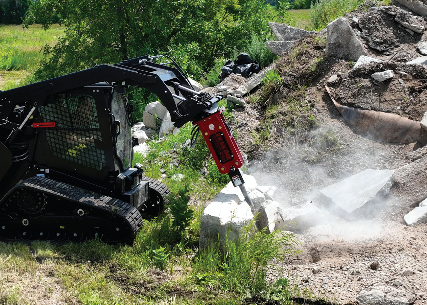 Erskine Hydraulic Breaker | Model 750 & 1150 | Diameter 2.7" To 3" | 10–25 GPM | 3.75-5 Tons | For Skid Steers & Excavators